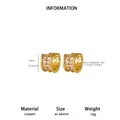 Gold plated copper zircon hoop earrings for women with 11mm inner diameter, 10g weight - Marquise Zirconia Hollow Hoop (E6690G) / 18K Gold / Gold