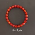 Handmade natural red agate beaded bracelet with 8mm round crystal healing stones - Red Agate