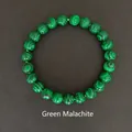 Elegant 8mm natural green malachite beaded bracelet featuring unique circular stone patterns - Malachite