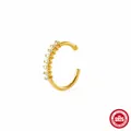 Gouden S925 sterling zilveren neusring met fonkelende zirkonia steentjes. - Pave Zirconia-stijl / Goud