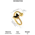 Anillo abierto de mariposa en acero inoxidable chapado en oro con banda de cable girada - Dorado / Anillo Abierto de Banda Torsionada de Mariposa Negra (JZ9764)