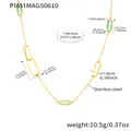 Gold stainless steel long necklace with blue faceted Czech glass and link dimensions - Vintage Hammered Faceted Stone Style (P1651) / 84+5cm / Gold Blue