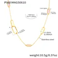 Faceted pink Czech glass and gold stainless steel oval link long necklace for women. - Vintage Hammered Faceted Stone Style (P1651) / 84+5cm / Gold Pink
