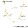 Long gold necklace with colorful Czech cut glass and geometric stainless steel links - Vintage Hammered Faceted Stone Style (P1651) / 84+5cm / Gold Multicolor