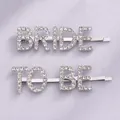 Barrettes à cheveux en strass argentés BRIDE TO BE pour accessoires de mariage de mariée - Pince à cheveux argentée HS-J6979S en alliage pour le quotidien