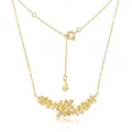 Elegante collar de plata S925 bañado en oro con dijes de flores de osmanto mate. - Collar (Bañado en Oro de 10K + Laca)