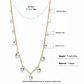 Elegant gold finish copper necklace featuring cascading clear crystal droplet pendants - Gradient Water Drop Zircon Tassel Necklace / Gold