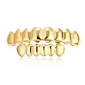 Premium gold-plated hip-hop dental grills set with textured finish and reflection - Style 5 / Set / Gold