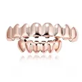 High-quality rose gold plated hip-hop teeth grillz set with a sleek polished finish - Style 5 / Set / Rose Gold