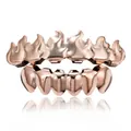 Stylish rose gold flame design hip hop grillz set for top and bottom teeth decoration - Style 11 / Set / Rose Gold