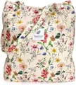 Vintage floral corduroy tote bag with butterflies, large capacity shoulder shopping bag for women - Vintage Flower