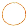 Close-up of vibrant orange natural semi-precious stone beaded necklace with gold clasp - Orange Spacers