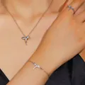 Detailed view of stylish silver flying dragon necklace, bracelet, and ring jewelry set - Flying Dragon Necklace, Bracelet and Ring 3-Piece Set / Silver
