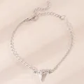 Elegant silver-tone flying dragon charm anklet featuring an adjustable extension chain link - Flying Dragon Pendant Bracelet (7091) / White K/Silver