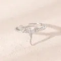 Elegant silver flying dragon open ring featuring a minimalist adjustable band design - Flying Dragon Open Ring (0240) / White K/Silver