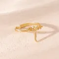 Elegant gold-colored open ring with a delicate winged dragon design for women - Flying Dragon Open Ring (F09) / KC Gold