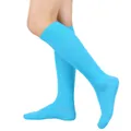 Vibrant bright blue knee-high socks for women featuring a comfortable soft knit texture - One Size / Solid Color Style (52) / Light Sapphire Blue