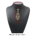 Collier pendentif en forme de cravate doré avec cristaux ambrés et ses dimensions - Collier cravate en strass ambre style 2 (N13805) / Or