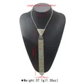 Collier cravate en strass mode avec détails de mesure de longueur et de poids affichés - Collier cravate longue entièrement serti de strass style 3 (N13807) / Or