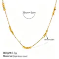 Gouden roestvrijstalen ketting met kubuskralen, dunne ketting met afmetingen - Gouden Halsketting (TPXL81G)
