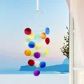 Dreamy colorful shell wind chime with moon frame hanging decor for home or balcony - Finished Product / Full Moon Shell - Rainbow