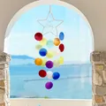 Star-shaped capiz shell wind chime with colorful round pieces for wall hanging decor - Material Kit / Star Shell - Rainbow