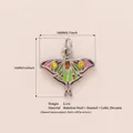 Stainless steel moth pendant in vibrant green and pink enamel with zircon stones - Silver Butterfly