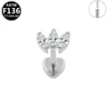 ASTM F136 titanium labret stud with marquise flower design and threadless insert mechanism - Silver Marquise Fan Style (G23LAP639-S100604095)