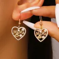 Gold heart MAMA earrings with sparkling crystals for Mother's Day gift idea - MAMA Heart Earrings (Lips/10-6519)
