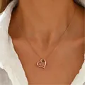Rose gold heart pendant necklace with Mom engraving and projection stone on a model skin - Mom Heart Projection Style (36-M-162)