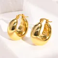 Minimalist chunky 18K gold plated C-shape hoop earrings with high-shine finish - Clasp-Style Chunky C Earrings (c101) / Gold