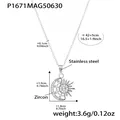 Misure dettagliate della collana con pendente sole e luna con zirconi - Collana in Zirconia Sole e Luna (P1671) / 40+5cm / Colore acciaio