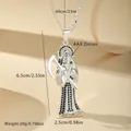 Detail view of Grim Reaper pendant necklace with measurements and black AAA+ zircon stones. - Curb Chain Style (XL150) / Silver and Black Zirconia