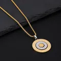 Rotatable gold and silver stainless steel zodiac bagua pendant necklace on black stone - 2.5mm*60CM Box Chain / Gold