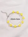 Tobillera hecha a mano con perlas y limón, longitud 22 cm más 5 cm de extensión - 01 Amarillo