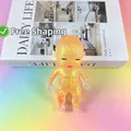 Stress-relieving glittery baby-shaped maltose squeeze toy with shiny golden sparkles inside - Glitter Maltose Black Baby / 11cm / Orange