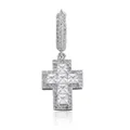 S925 silver hip-hop cross earring with sparkling square cubic zirconia stones - Single (Cross Style 1) / 925 Silver / Silver