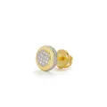Round gold and silver toned stud earring with micro-paved cubic zirconia in hip-hop style - Single (Two-tone Circular Style 9) / 925 Silver / Gold
