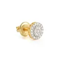 Round S925 silver stud earring with full zirconia in gold finish for men's hip hop style - Single (Two-tone Circular Style 4) / 925 Silver / Gold