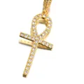 Luxury hiphop S925 silver gold-plated Ankh cross earring with iced-out cubic zirconia - Single (Ankh Cross Style 3) / 925 Silver / Gold