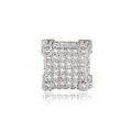 Elegant square hip-hop style stud earring encrusted with sparkling cubic zirconia stones - Single (Square Style 5) / 925 Silver / Silver
