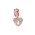 Rose gold iced out heart hoop earring with lightning bolt cutout for hip hop style - Single (Lightning Heart Style 8) / 925 Silver / Rose Gold