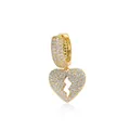 Gold-plated hip hop heart earring encrusted with sparkling cubic zirconia - Single (Lightning Heart Style 8) / 925 Silver / Gold