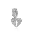 Hip hop style heart hoop earring with lightning bolt cutout and pavé cubic zirconia - Single (Lightning Heart Style 8) / 925 Silver / Silver