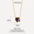 Zierliche goldene Herz-Halskette mit violettem Geburtsstein und Blumenanhänger-Detail - Februar / Veilchen