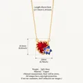 Exquisite vergoldete Halskette aus Kupfer mit rotem Herz-Geburtsstein und Blume - Juli / Seerose