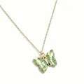 Elegante gouden ketting met een briljant sprankelende groene kristallen vlinder hanger - Groene Vlinder Ketting