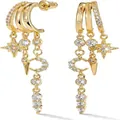 Elegante 14K vergulde lange hangende oorbellen met hemelse maan en ster bedeltjes - Lange Kwast Oorbellen met Ster en Maan (Stijl 4) / Goud