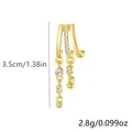 Elegante gouden kwastoorbellen met moissaniet stenen, variant van 3,5 cm hoogte - Dubbele Kwast Oorbellen met Strass (Stijl 6) / Goud