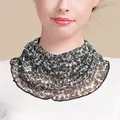 Women's breathable silk mesh neck gaiter with abstract black and white pattern - Elegant Minimalism Collection / One Size